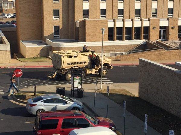 Special Response MRAP vehicle driving down the road