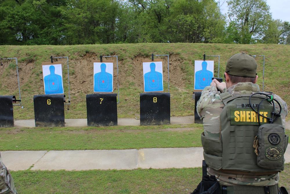 Special Response Team member shooting at a target